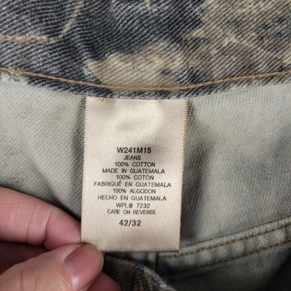 Mossy Oak Fieldstaff Jeans Mens 42x32 Camo Breakup Double Knee Straight Denim